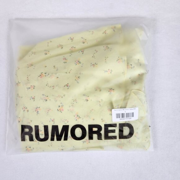 Rumored Secret Garden Babydoll Mini Dress Size L Spring Affair Yellow Green NWT - Picture 3 of 6